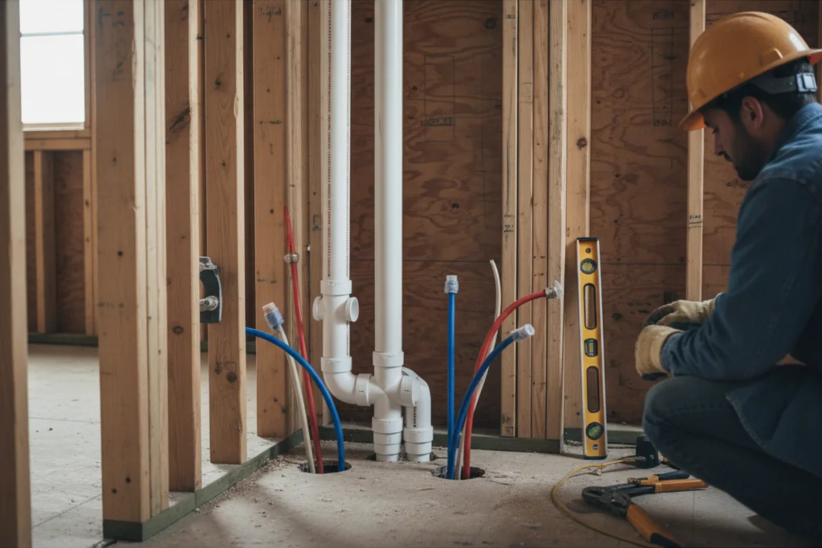 Drain and supply rough-in during Drain Cleaning in Coatesville