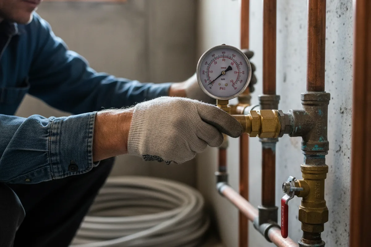 Pressure testing a repaired line during Water Line Repair in Coatesville